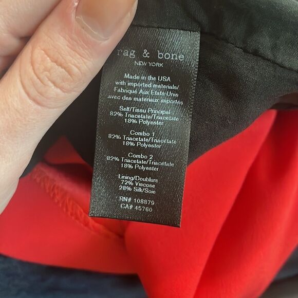 Rag and Bone Red With Black And Cream Striped Beck Mini Dress - Picture 6 of 6